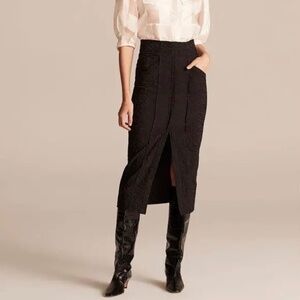 Rebecca Taylor Zebra Fleur midi pencil silhouette with front center slit